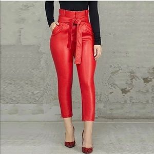Leather high waisted pants